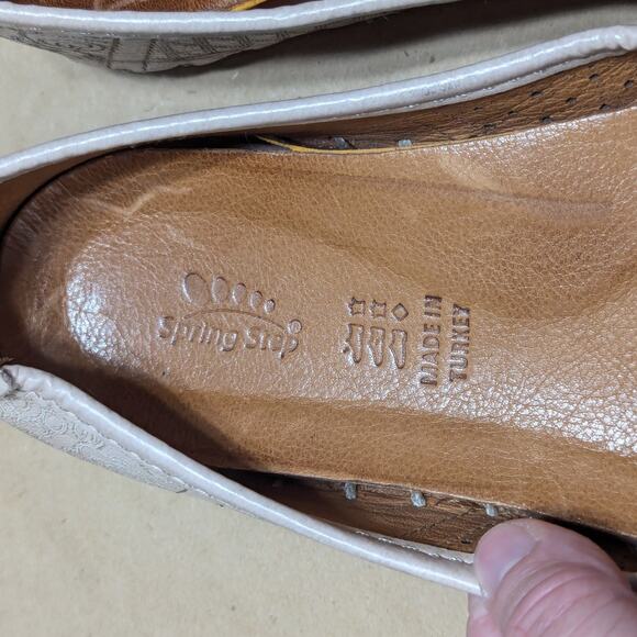 Spring Step Kenyetta Leather Ballet Flats Slip On Shoes Cut Out Perforated Tan - Picture 9 of 10